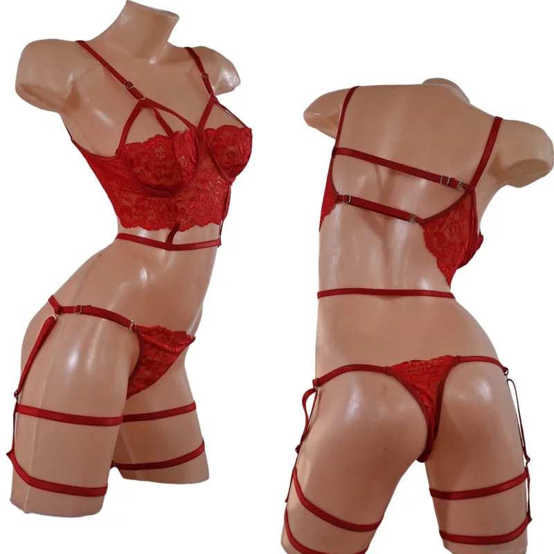 Conjunto Salome Lenceria con Portaligas y Arnes (art 2017) Talle 85 al 120