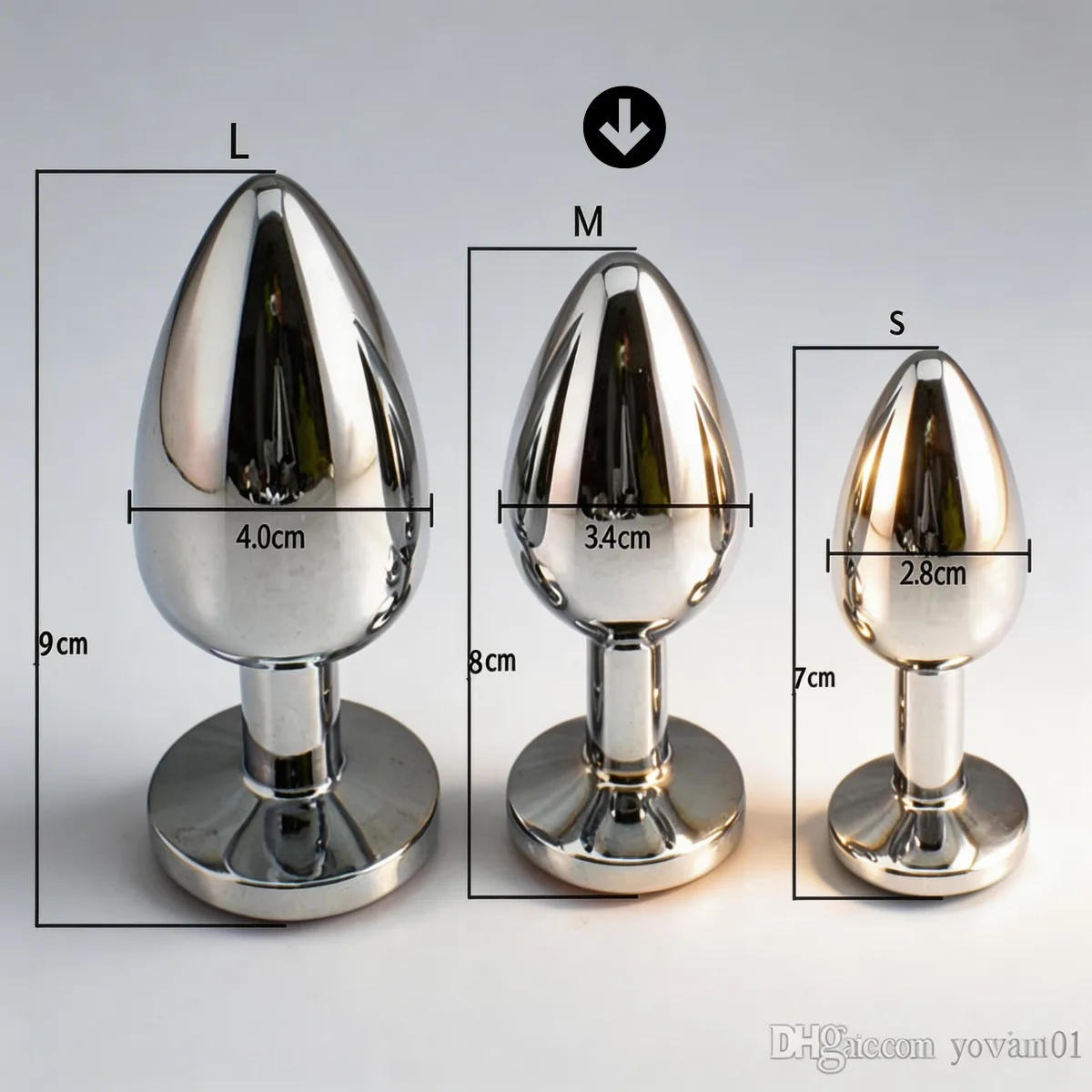 Plug Dilatador Anal Acero Strass – Metalico - Medio: imagen 2