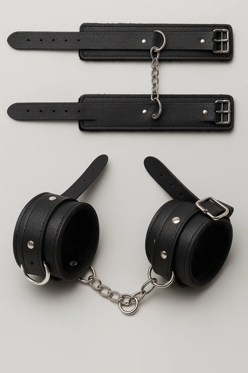 Esposas de Cuero con Cadena y Hebilla Regulable - Imagen 3