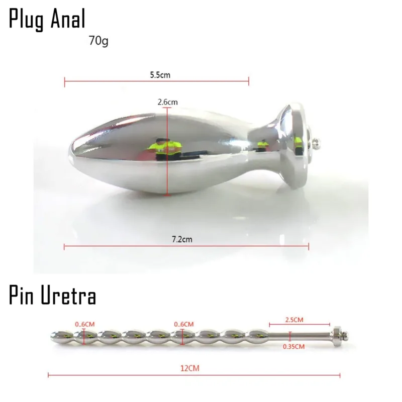 Electro Estimulador Pin Uretra + Plug Anal - Imagen 2