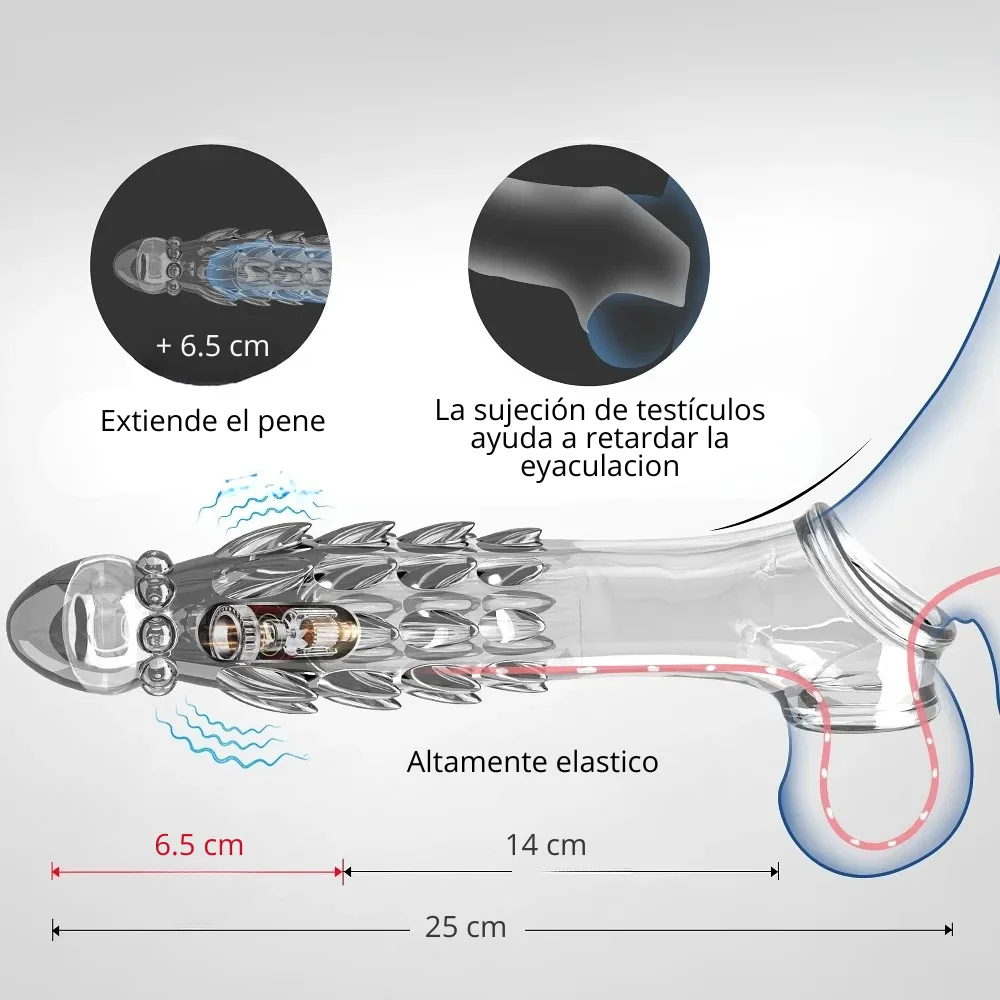 Funda peneana con Vibrador, escamas y agarre de testiculos - Imagen 4