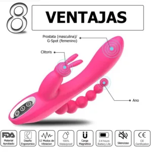 Vibrador Rabbit Triple - Recargable USB: imagen 5